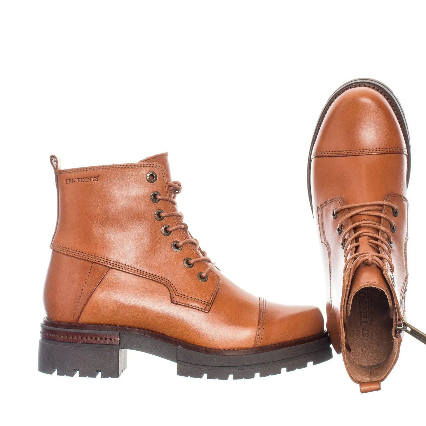 Alice Laced boots — Cognac