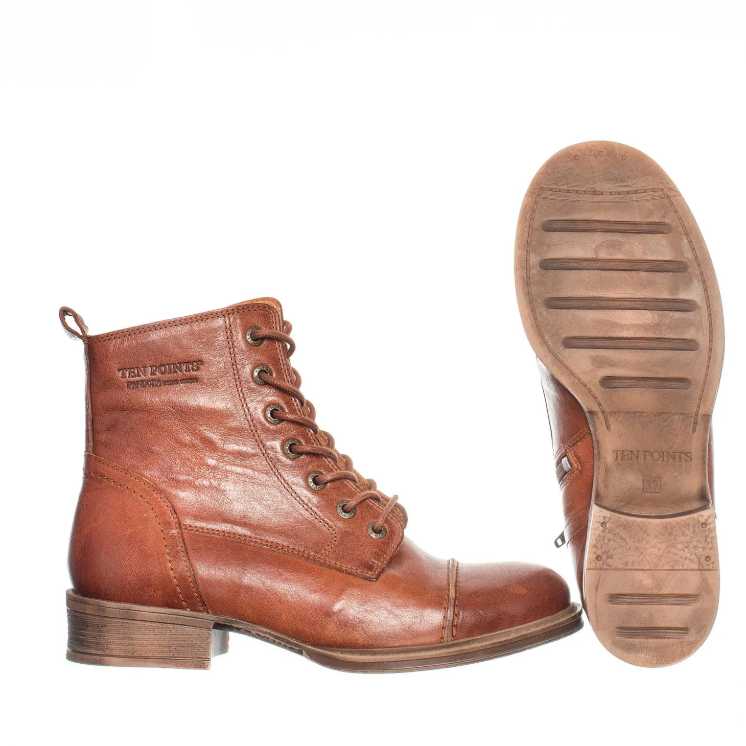 Pandora Laced boots — Cognac