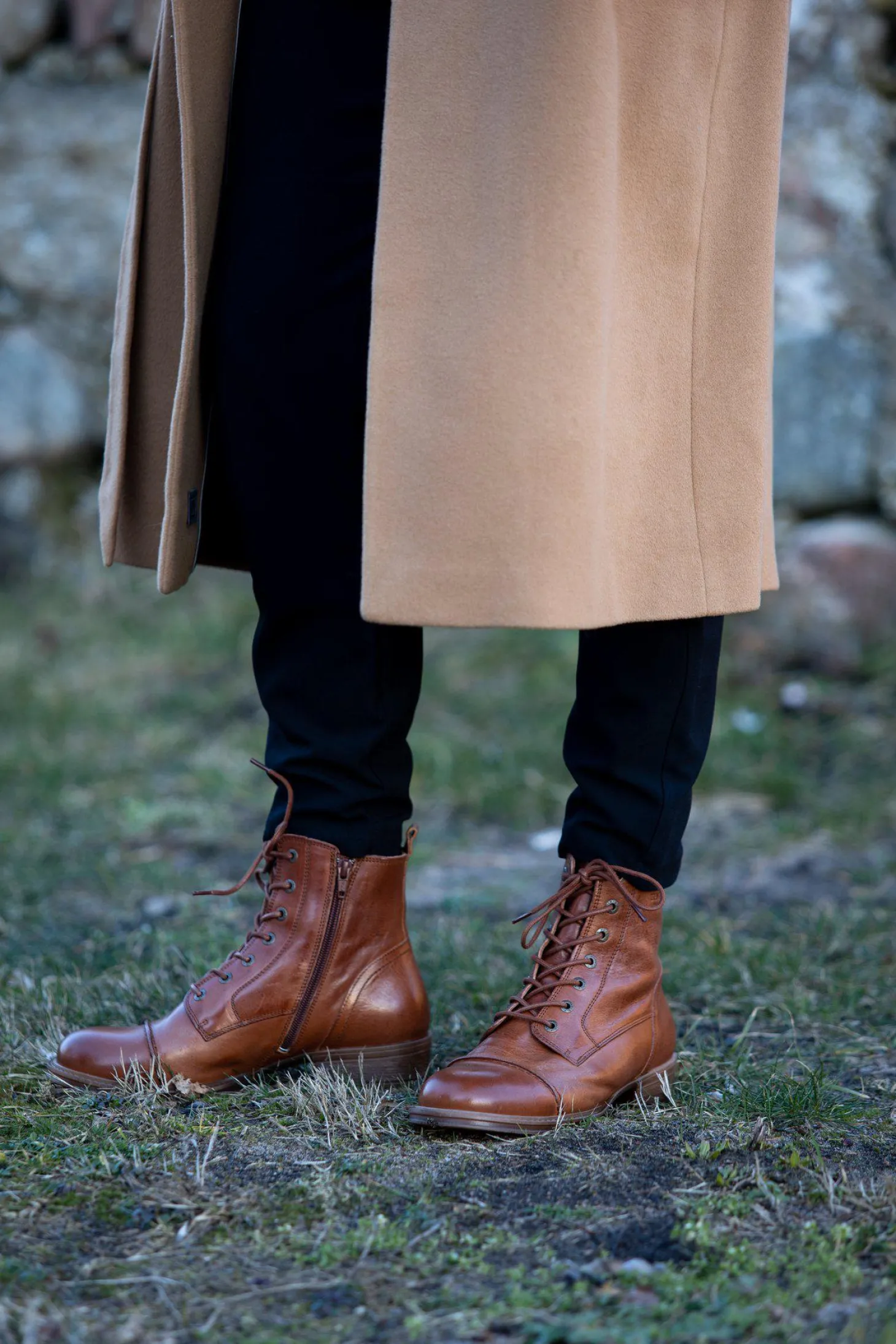 Pandora Laced boots — Cognac