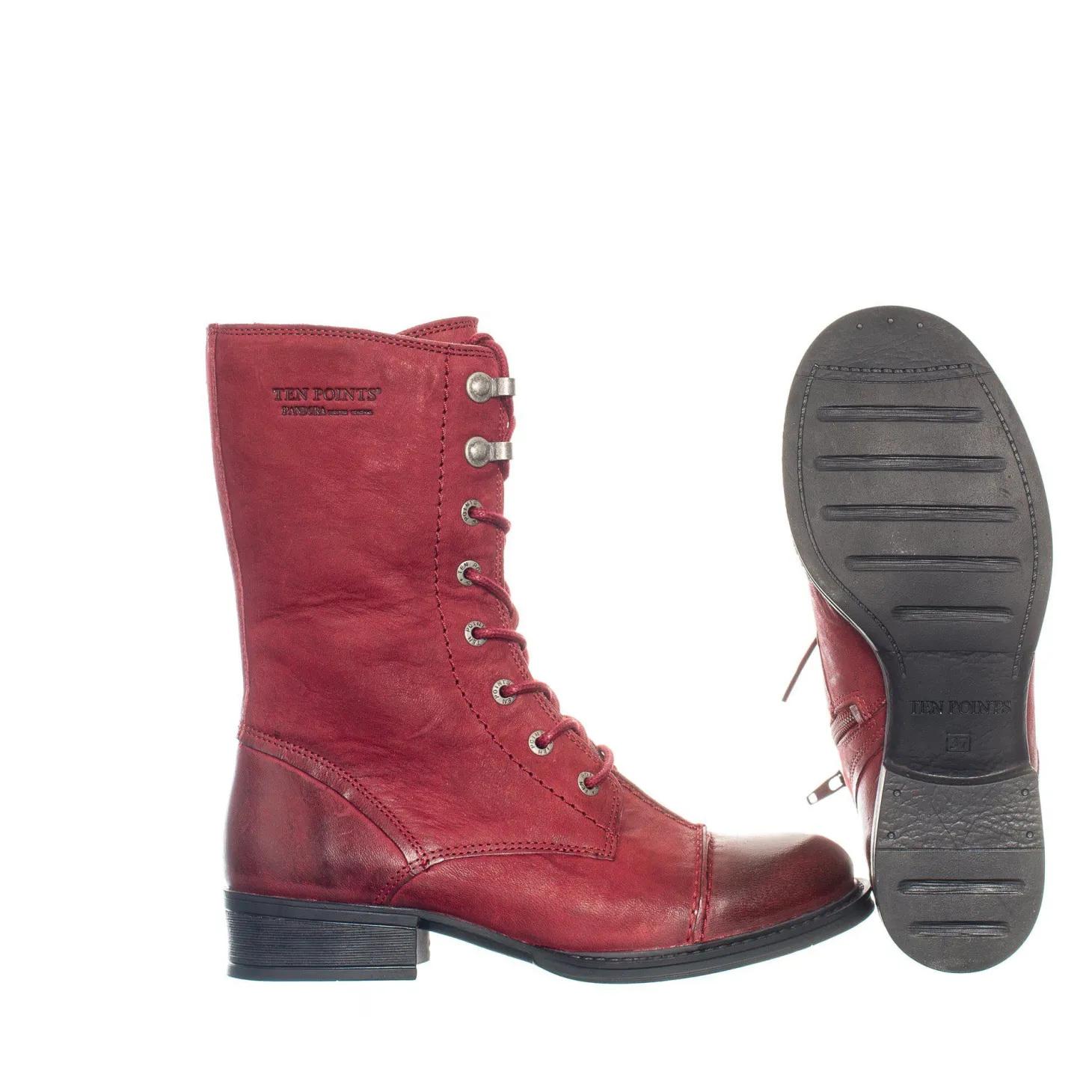 Pandora Laced boots — Dark red