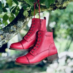 Pandora Laced boots — Ruby red
