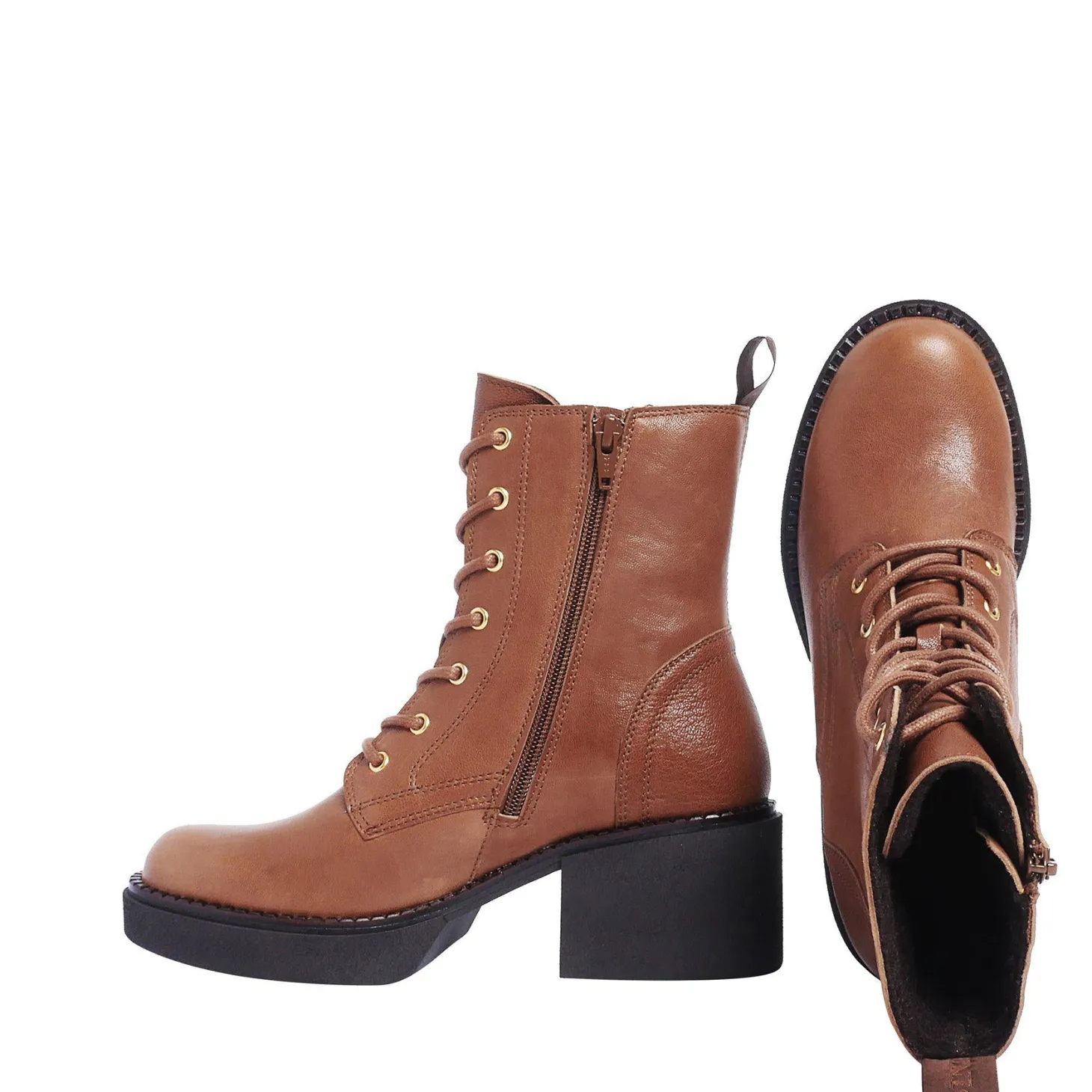 Selma Laced boots — Cognac